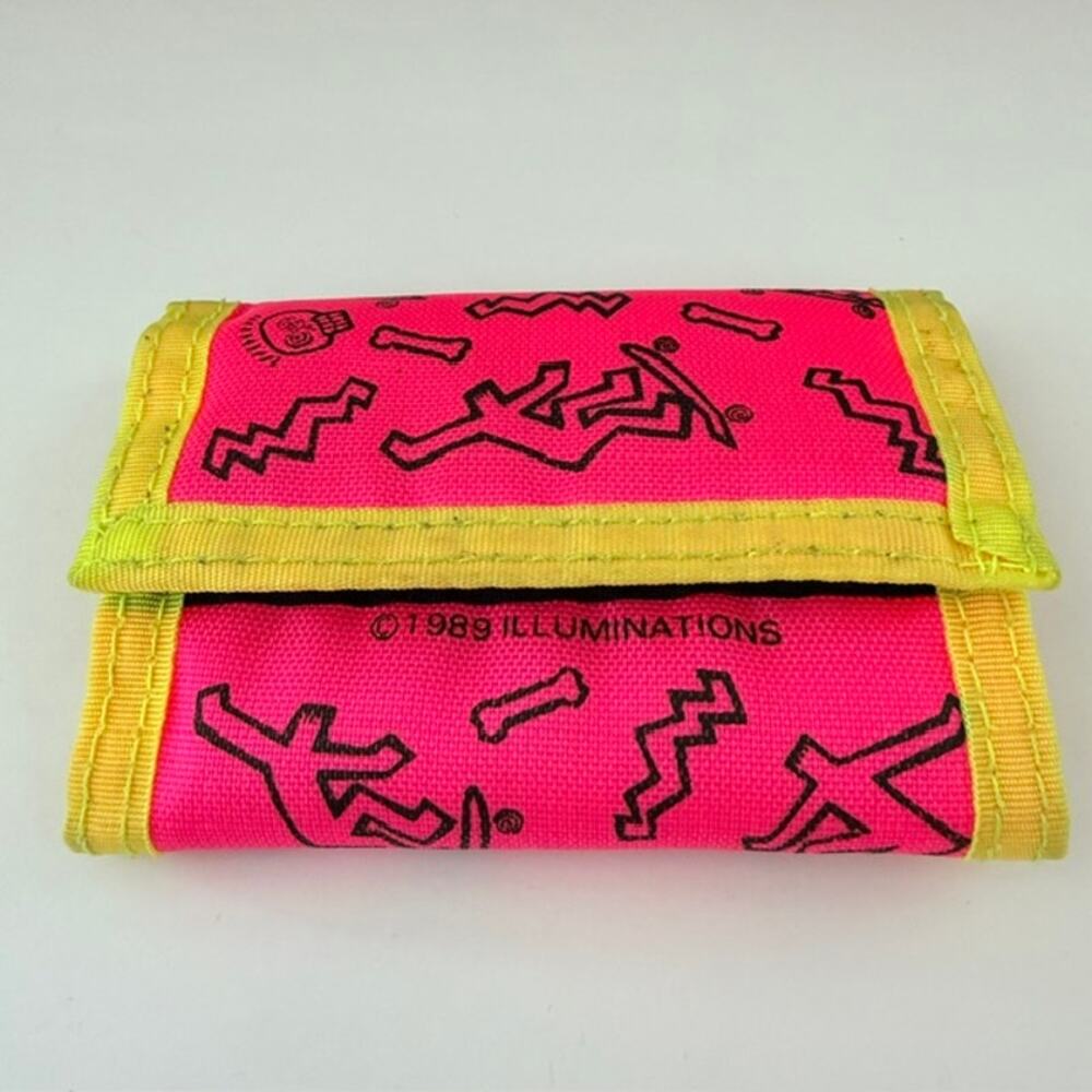 Keith Haring Skull & Skateboarder Wallet Pop Art 1989 Illuminations Trifold RARE